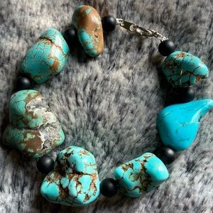 Blue Turquoise Tumbled Gemstone Bracelet